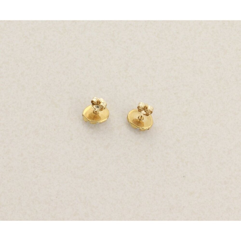 14k Yellow Gold Natural Opal Earrings Stud Post 3/8" x 1/4" - Picture 6 of 9
